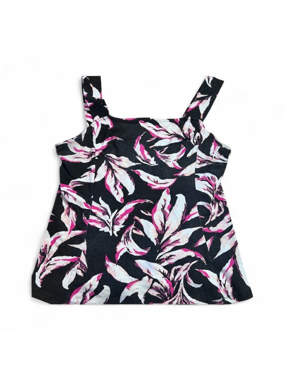 Wide strap tank top for summer, layering, size med, tropical floral, square neck